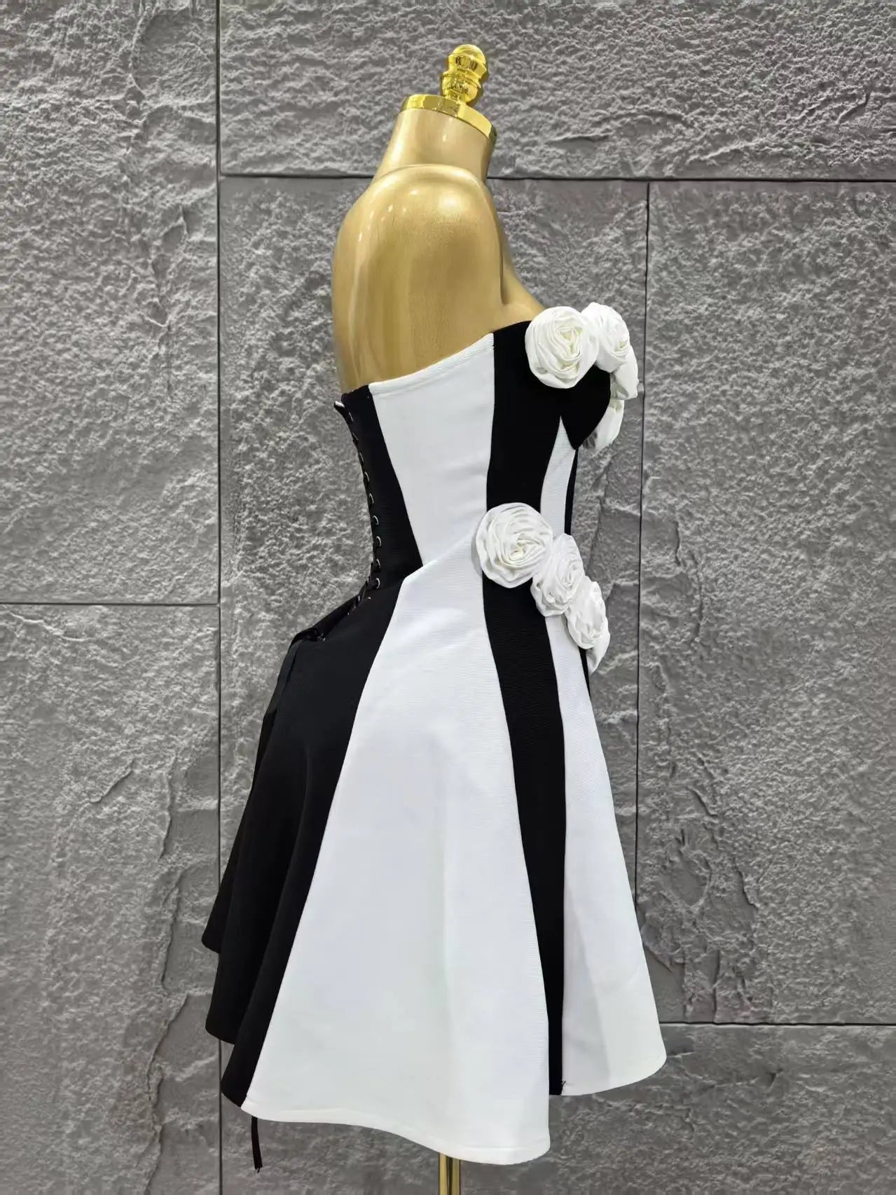 High Quality Women Sexy Strapless Florals Bandage A-Line Mini Dress Celebrate Birthday Party Girls' Date Vacation Dress