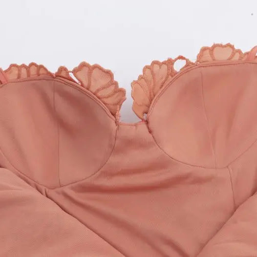 Orange Color Women Sleeveless Sexy Strap Square Collar Bodycon Mini Lace Dress Celebrate Girls' Birthday Party Cocktail Dress