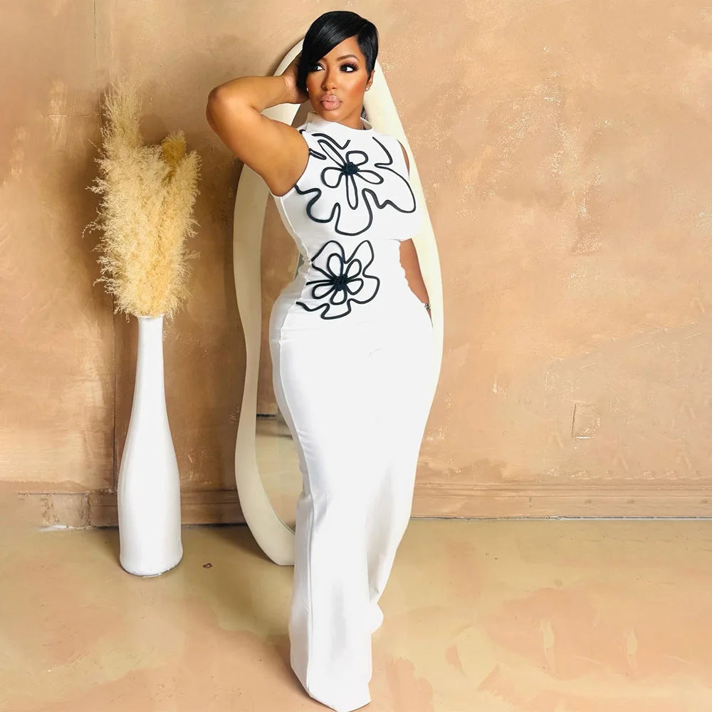 CM.YAYA Fashion Women Sunflower Sleeveless Tank Jumpsuits 2025 Summer Street Birthday Sexy Party Outfits One Piece Suit Rompers