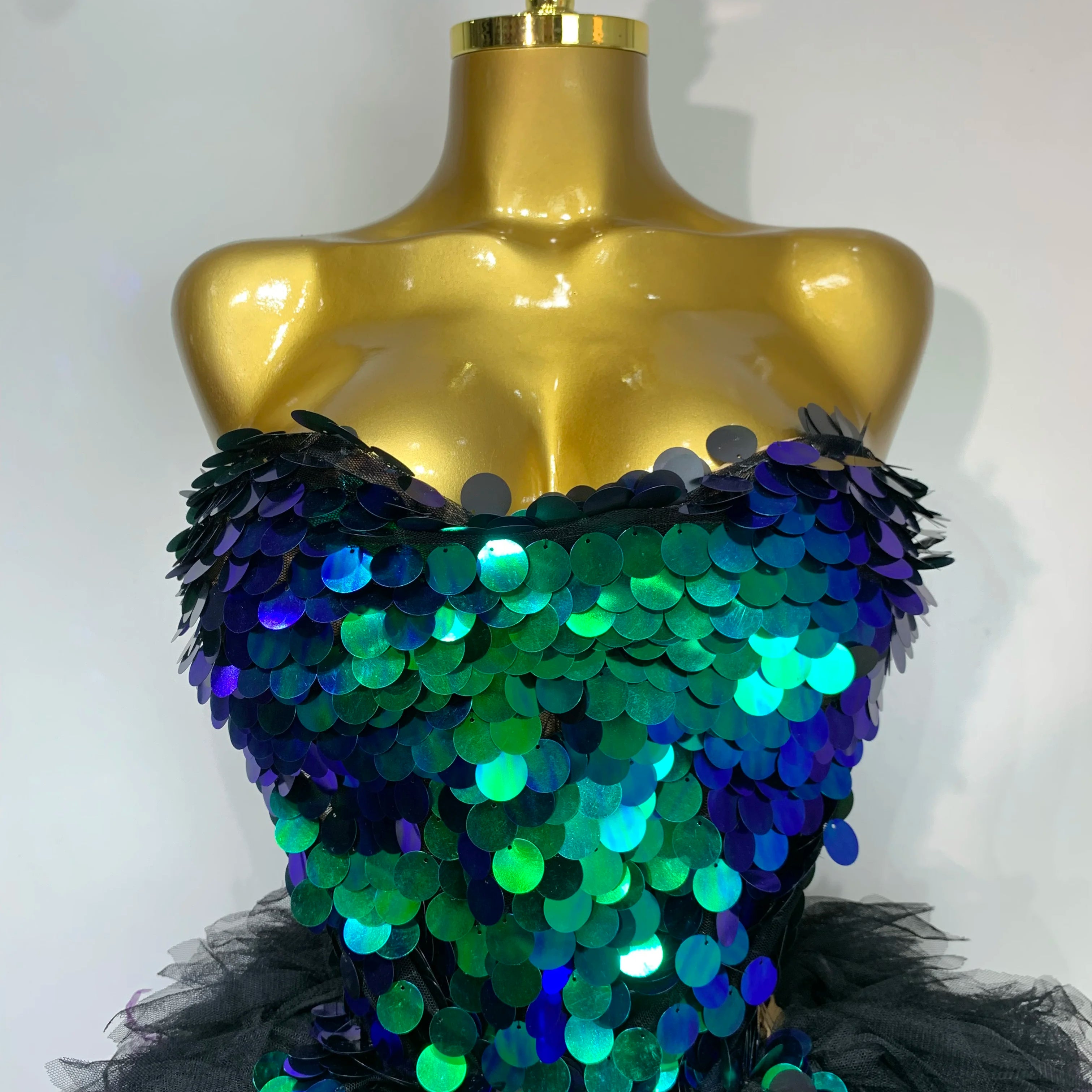 Two Pieces Set Women Stage Performance Costume Birthday Evening Party Nightclub outfit Drag Queen Sexy Backless Mini Skirt Set