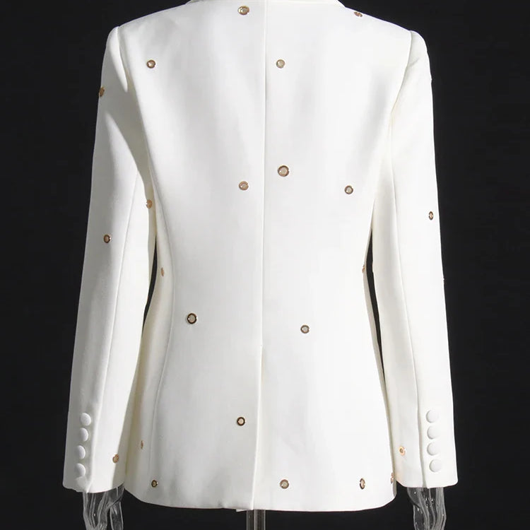 TWOTWINSTYLE Soild Minimalist Sets For Women Turn Down Collar Long Sleeve Patchwork Button Pockets Set Female Fashion Clothing