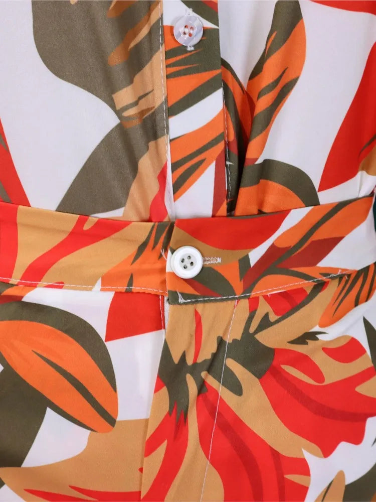 Plus Size Summer Flower Floral 2 Two Piece Set Women Bodycon Fashion Ladies Blouses Casual Loose High Waist Woman Wide Leg Pant