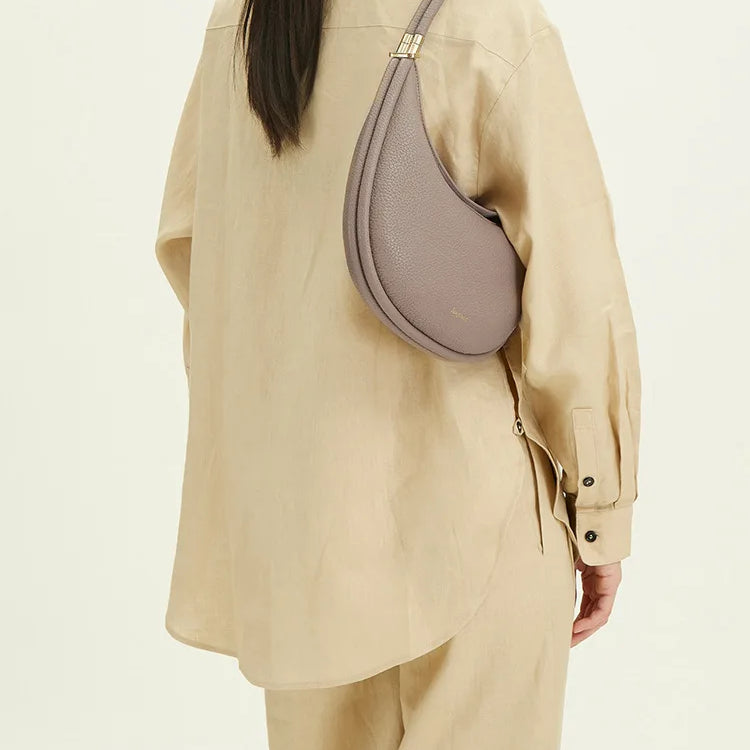 French Commuter Elegant Half Moon Underarm Shoulder Bags Women Luxury Cowhide Solid Color Handbag Female Casual All-match Bolsos