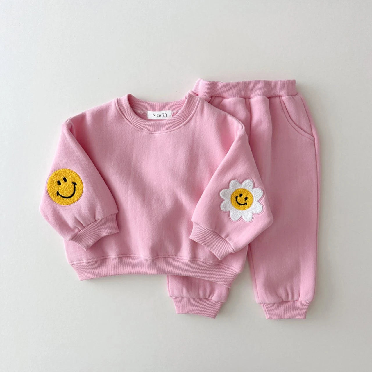Winter Warm Baby Girl Boy Clothes Set Embroidery Thicken Fleece Sweatshirt + Pant Baby Boy Tracksuit Toddler Girl Clothes Korea