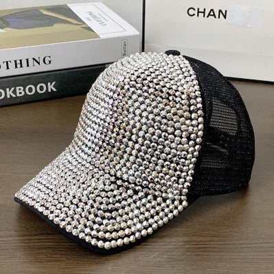 Summer Ladies Baseball Cap Korean Wild Spring and Autumn Rhinestone Caps Fashion Personality Street Highlights Hip-hop Hats MZBQ128-W hei bai z 55-60cm
