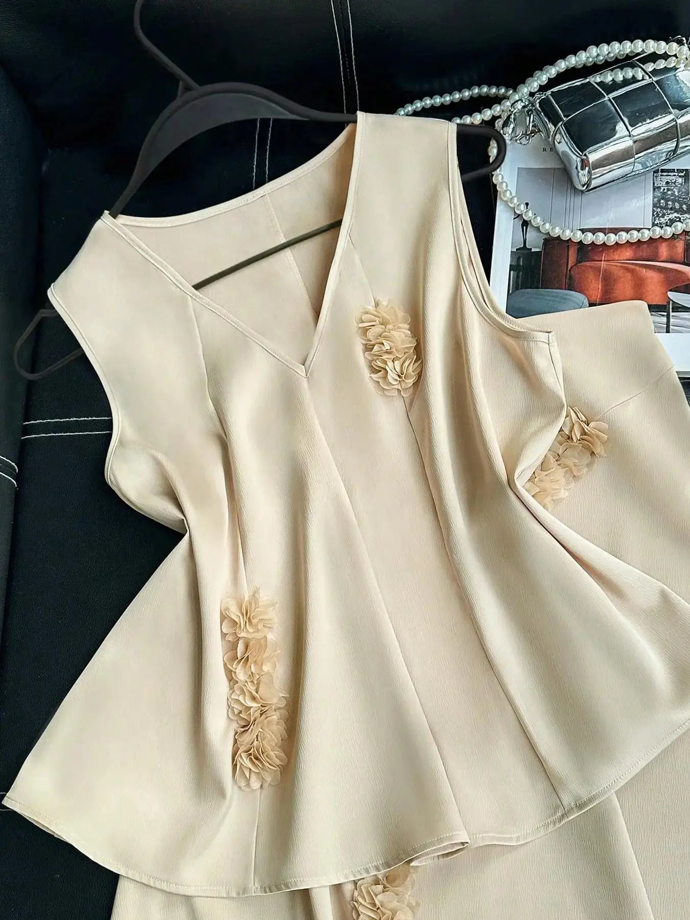 Plus size women's suit and western dress elegant skirt suit summer casual versatile heiress style v-neck