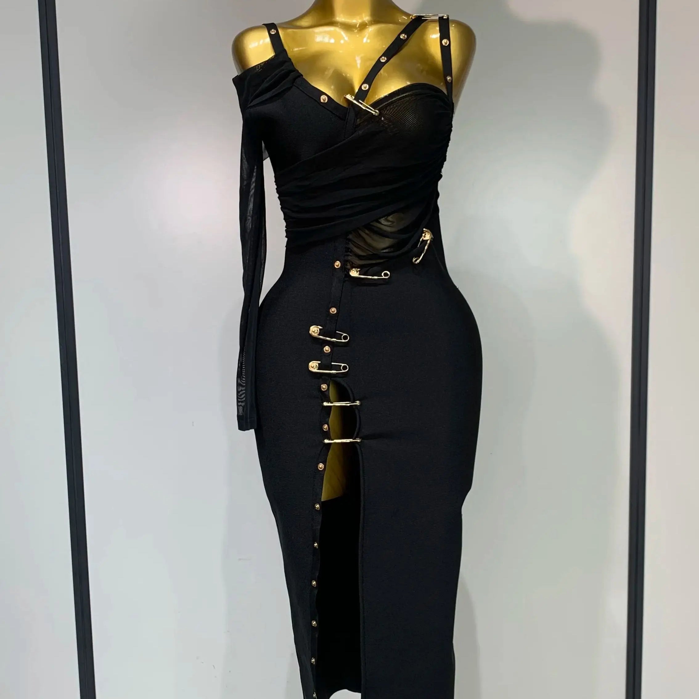 High Quality One Shoulder Long Sleeve Bodycon Bandage Dress Cocktail Evening Party Luxury Birthday Dress Celebrity Prom Gown