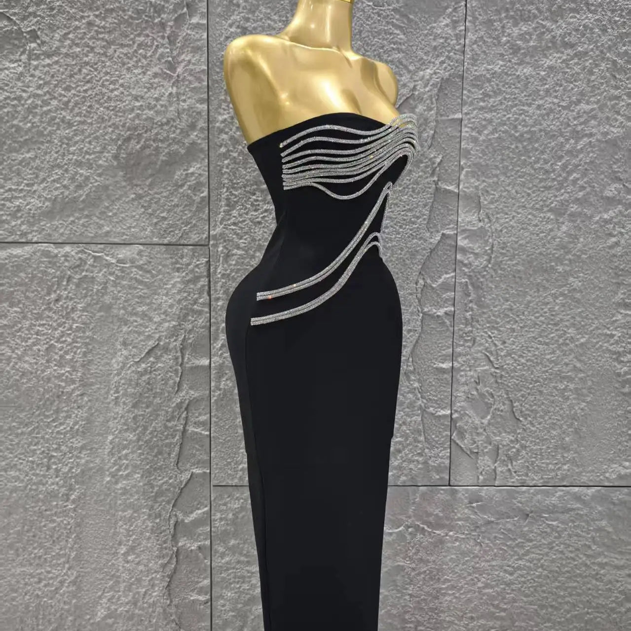 High Quality Women Sexy Strapless Shinning Sequins Bodycon Long Bandage Dress Celebrate Evening Party Cocktail Outfit Vestido