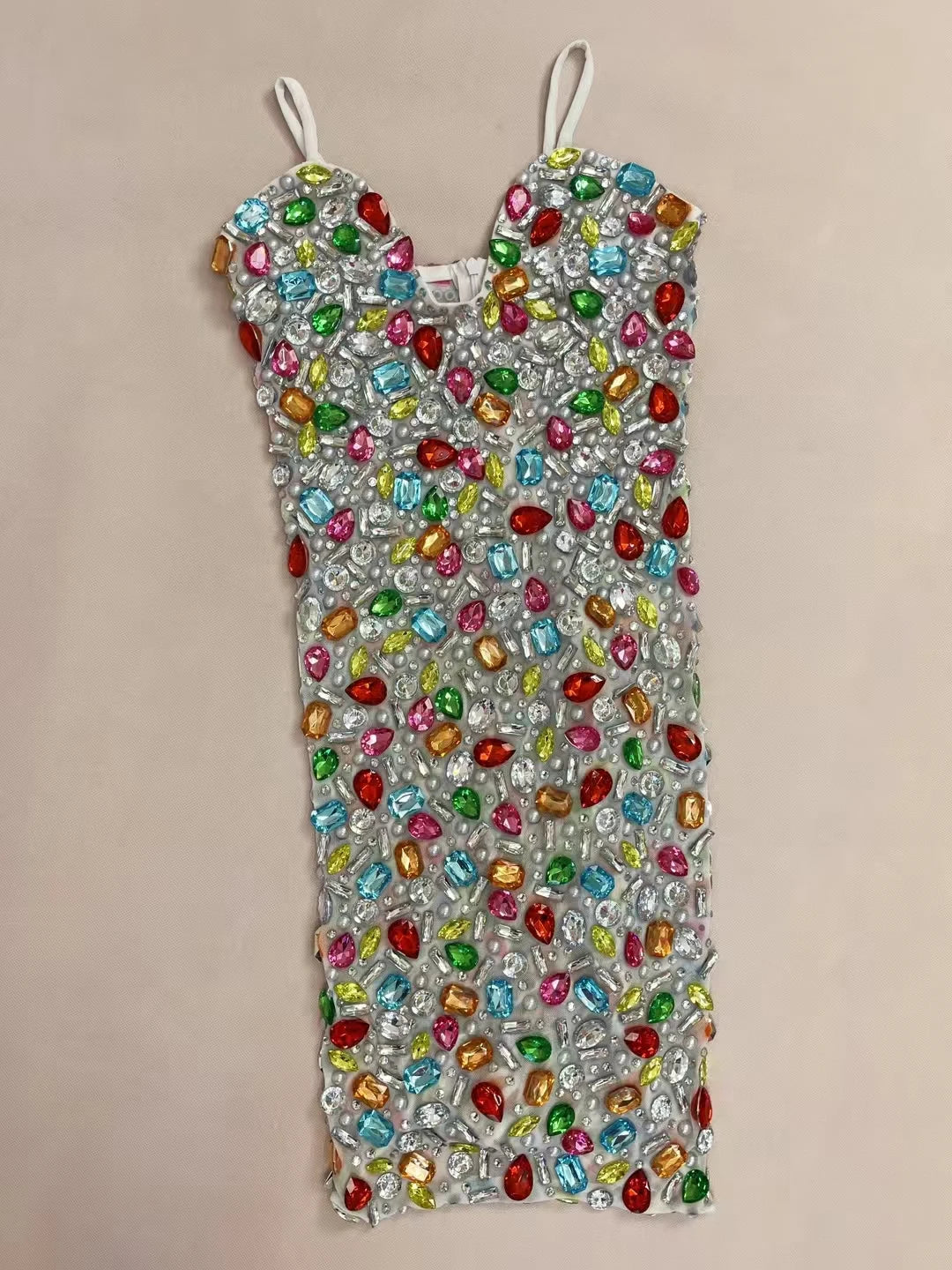 2025Multicolour Sparkly Rhinestone Sexy Strap Dress Women Nightclub Prom Skinny Dress Birthday Celebrate Prom Mini Dress Caixing