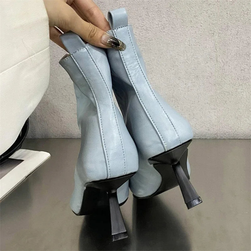Eilyken Fashion Pointed Toe Ankle Boots Women Wedding Party Shoes Winter Autumn Slim Short Ladies Booties