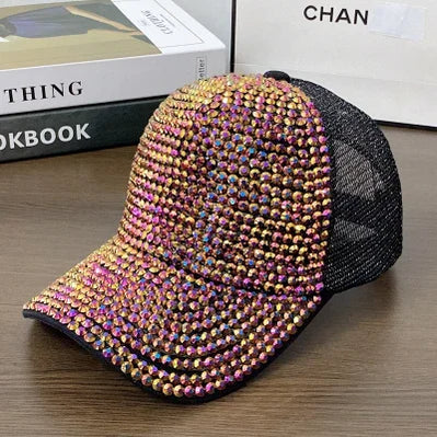 Summer Ladies Baseball Cap Korean Wild Spring and Autumn Rhinestone Caps Fashion Personality Street Highlights Hip-hop Hats MZBQ128-W hei jin z 55-60cm