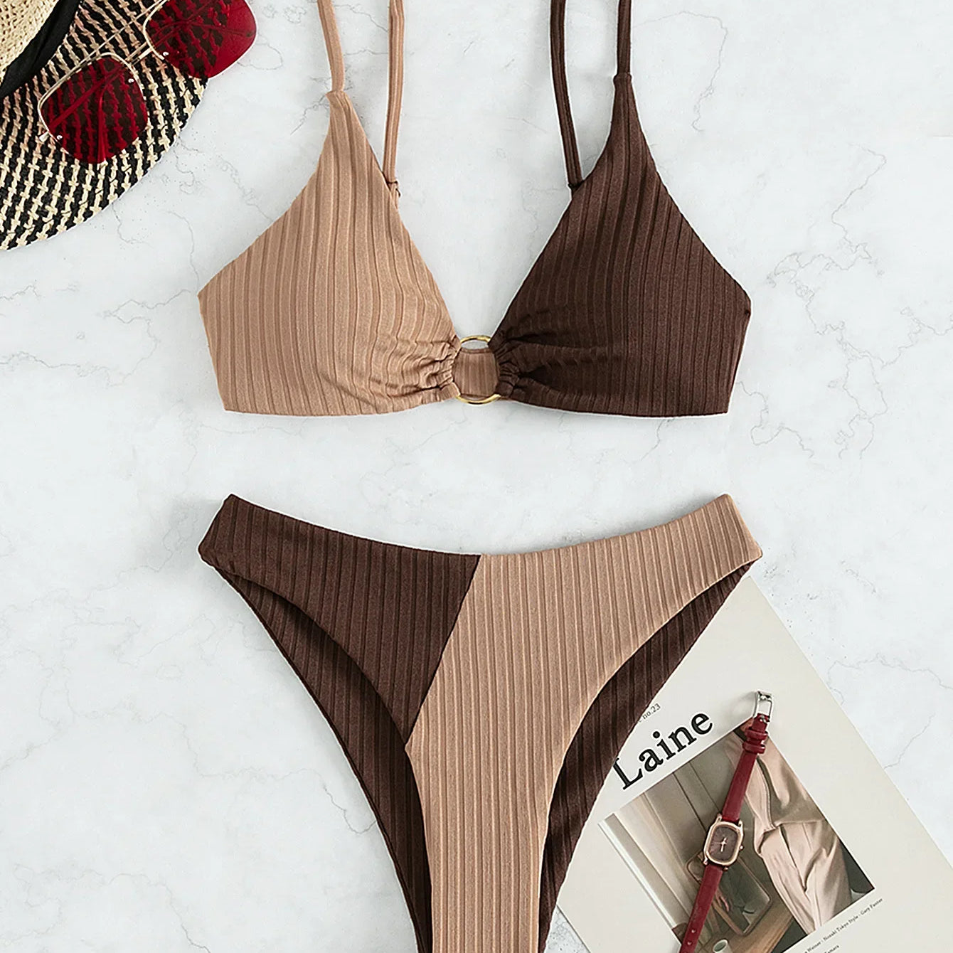 Sexy Bikinis Women's Swimwear Push Up High Waist Swimsuits High Cut Bathing Suits Push Up Beach Bikini Set Female Biquini coffee 2025YZ61