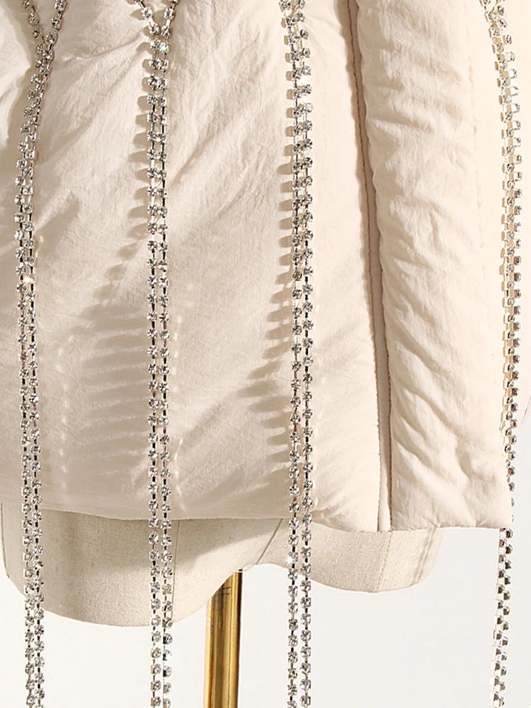 Fashion Women's Waistcoat Loose Stand Collar Single Breasted Sleeveless Plaid Diamonds Tassel Vest Winter