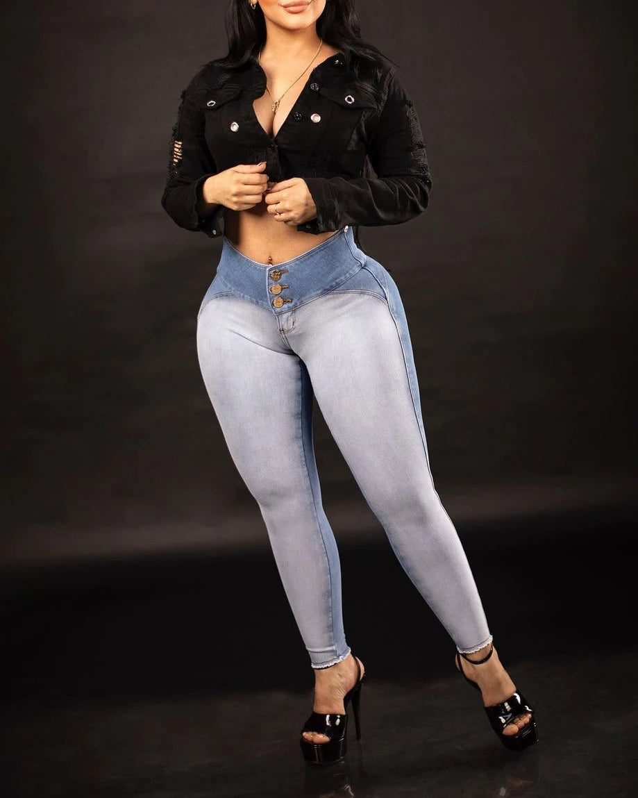 Sexy High Waist Slim Fit Skinny Butt Lifting Jeans for Women Trendy Stretchy Office Lady Casual Party Denim Pants Light Blue