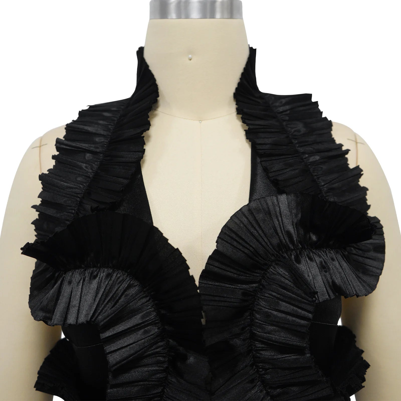 CM.YAYA Women's Set Sleeveless V-neck Ruffles Crop Top and Ruched Split Skirts Suit 2024 Summer Street Two 2 Piece Sets Outfit