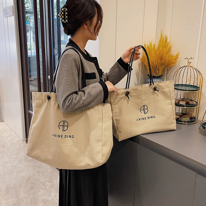 Summer Brand Designer Linen Solid Large Capacity Shoulder Tote Bag Letter Printed Casual Beach Bag For Women сумка женская