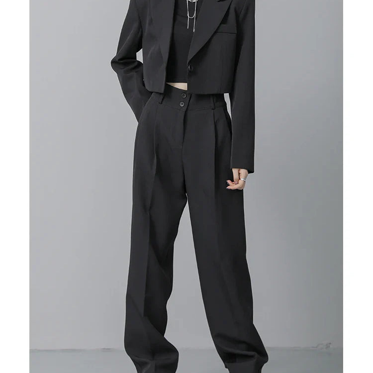 Loose Women Full Sleeve Short Blazers Jackets Pants Suits Female Casual OL Quality Trouser 2 Pieces Set Spring Autumn WS284