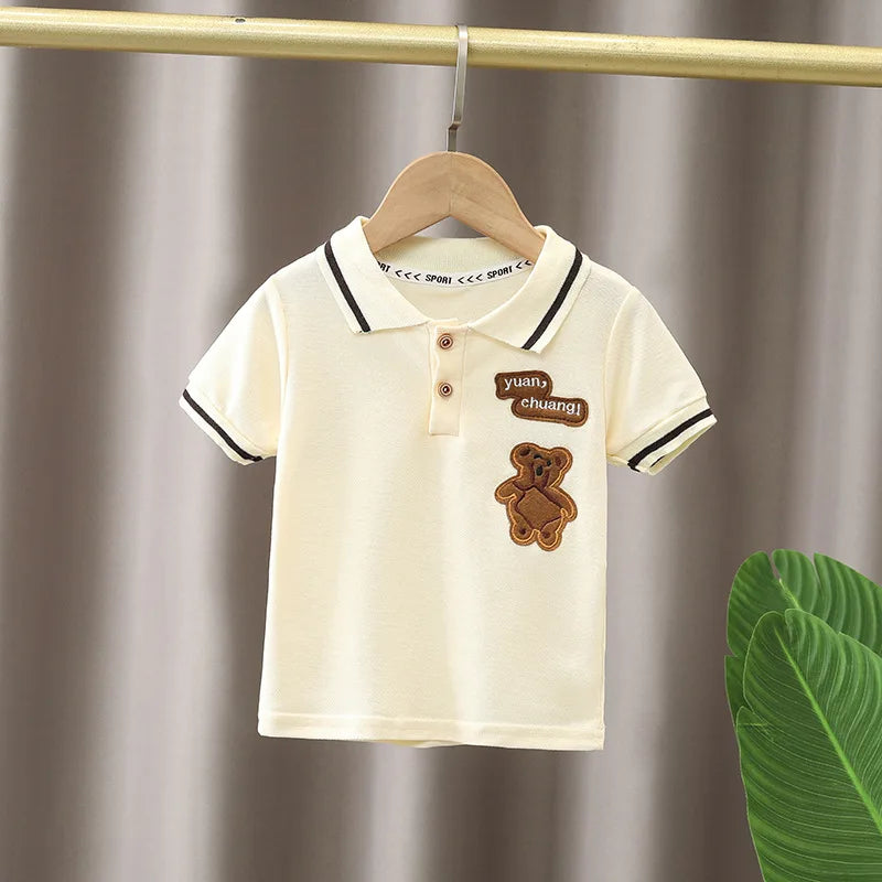 Summer Baby Boy Clothing Sets Fashion Bear Embroidery Short Sleeve T-shirt+Shorts Children 2Pcs Suit 1-5Y Girl Kids Sports Set