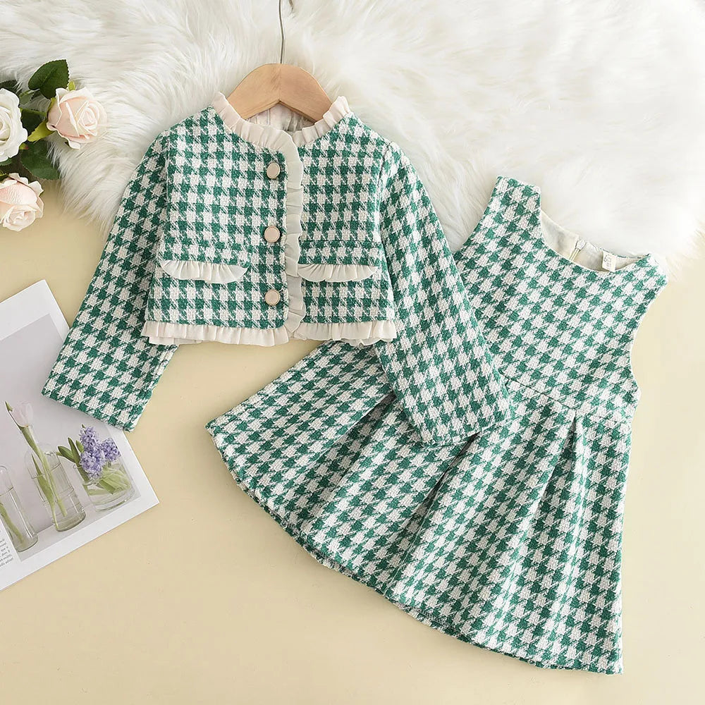 Bear Leader Baby Girls Clothes Set Autumn Winter Cartoon Grape Clothing Set New Kids Knitted Sweet Outfit Children Clothes Suit AX2392green