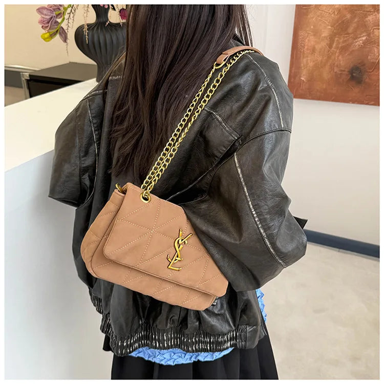 Chic Quilted Chain Crossbody Bag 2025 Trendy Square Purse for Women Versatile Mini Shoulder Bag Casual & Office Essential