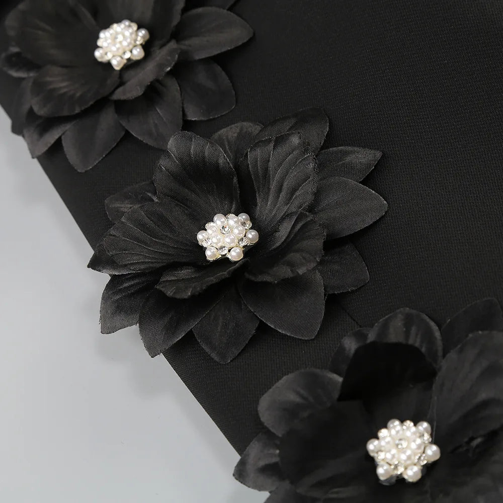 2024  Women Suit Pants Set with Collar, Long Sleeve, Three Dimensional Flower Decoration, Slim Fit Suit Coat+Two Piece Pants Set