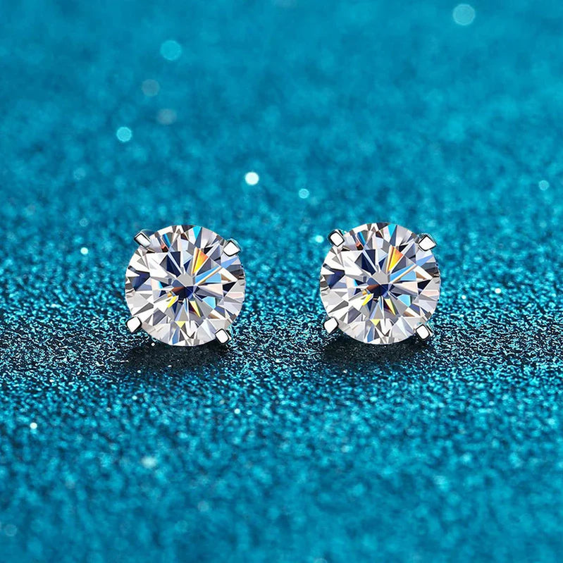 JOIAS HOME Silver 925 Moissanite Three Claw Jewel Earrings For Women, Fashionable And Elegant Commemorative Gift Birthday Gift