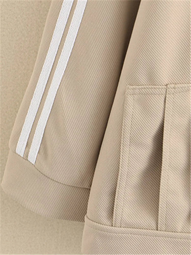 Plus Size Women's Suit Suit Collar Lapel Casual Jacket Elastic Waist Side White Strip Stitched Casual Suit Trousers Combination