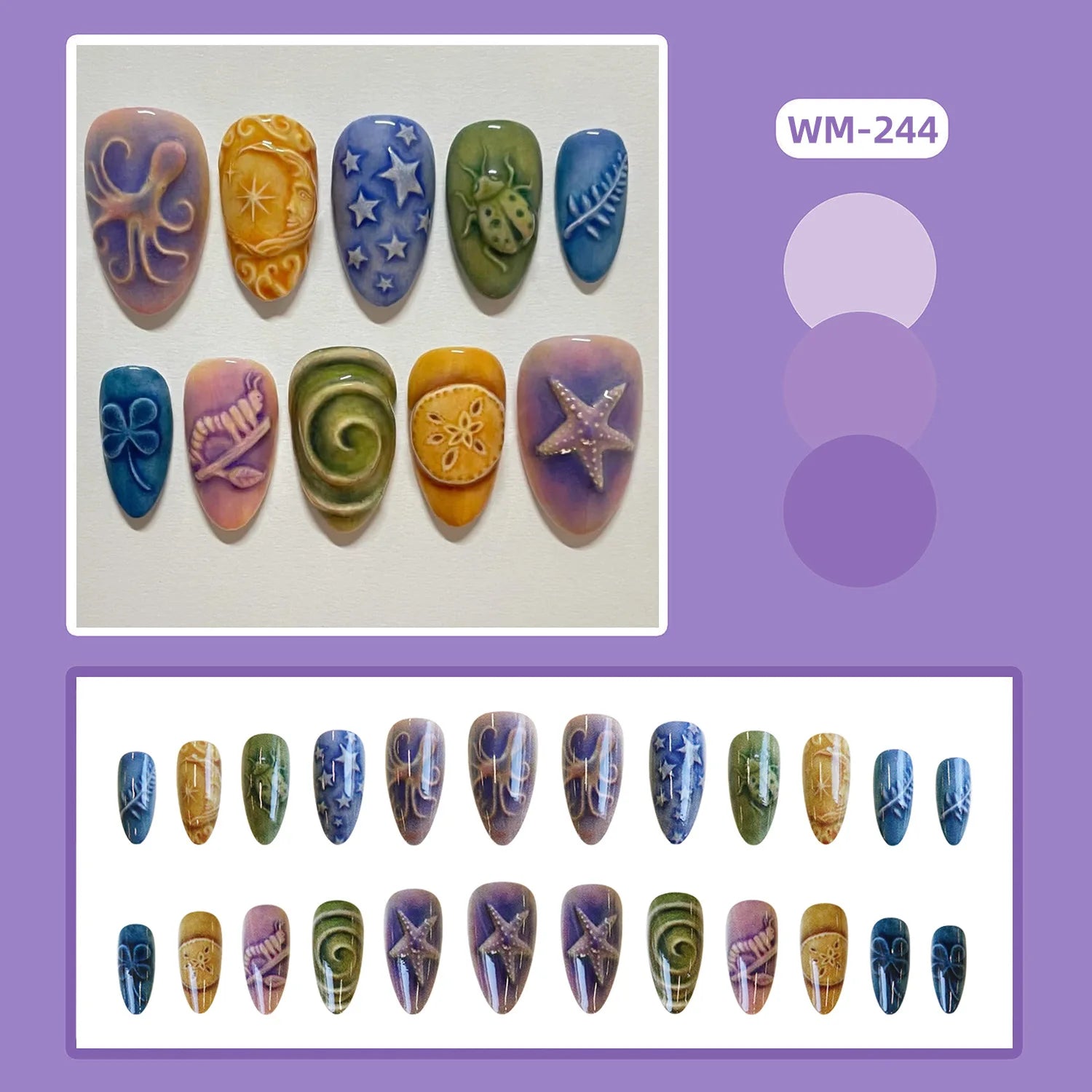 24pcs Sweet Almond Press on Nails y2k Fruit Bow Print False Nail Tips Wearable Spicy Girl Sweet Cool 2D Pattern Fake Nails