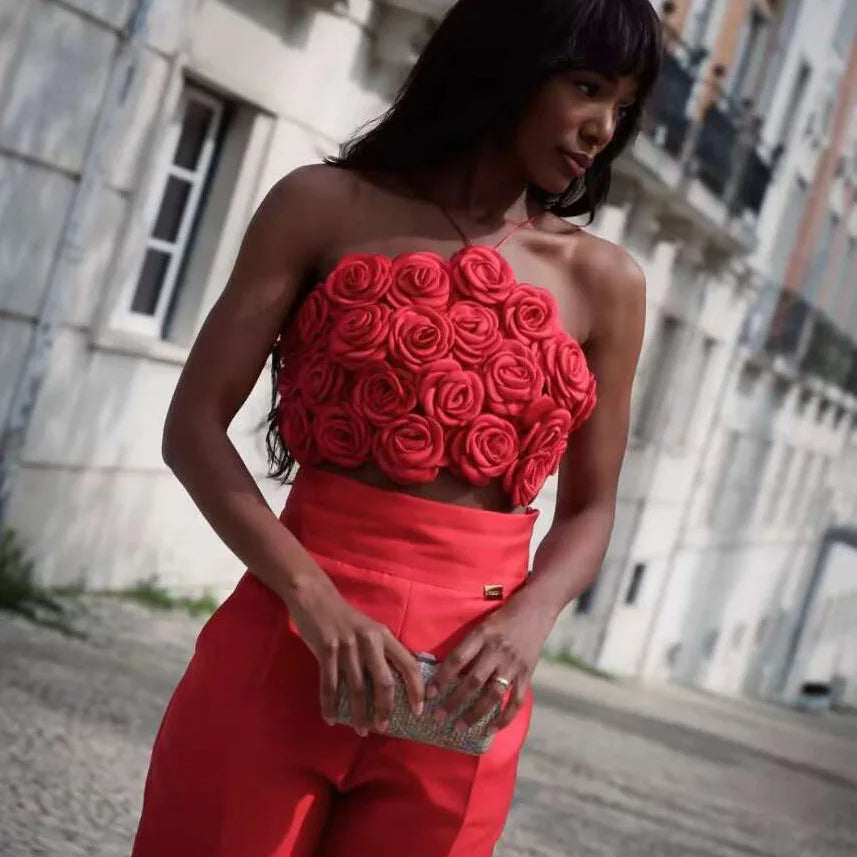 Summer Women Sexy Halter Off the Shoulder Bodycon Short Florals Tops Celebrate Nightclub Party Birthday Camis Tops