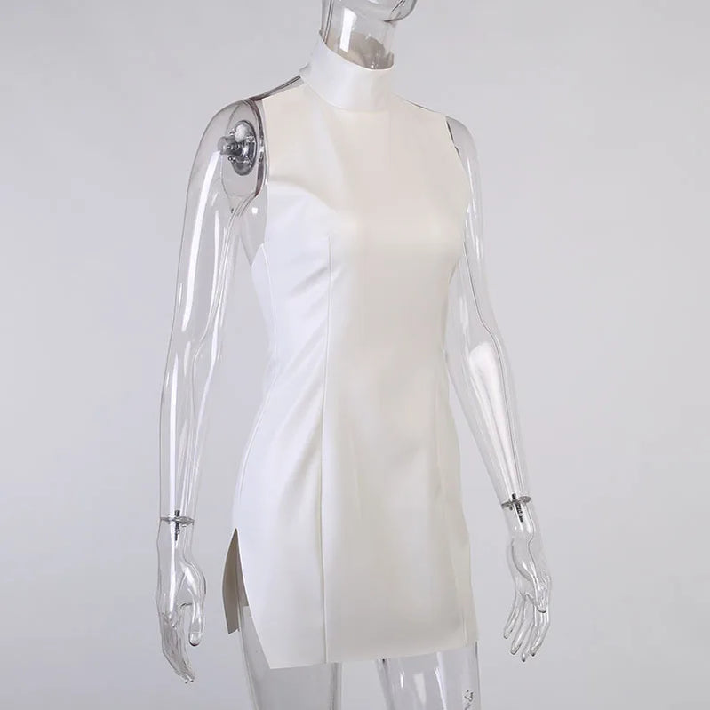 Women Sexy PU Leather Mini Party Dress