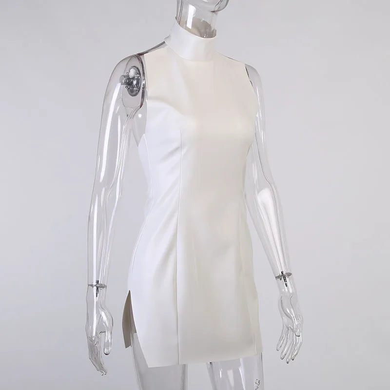 Women Sexy PU Leather Mini Party Dress
