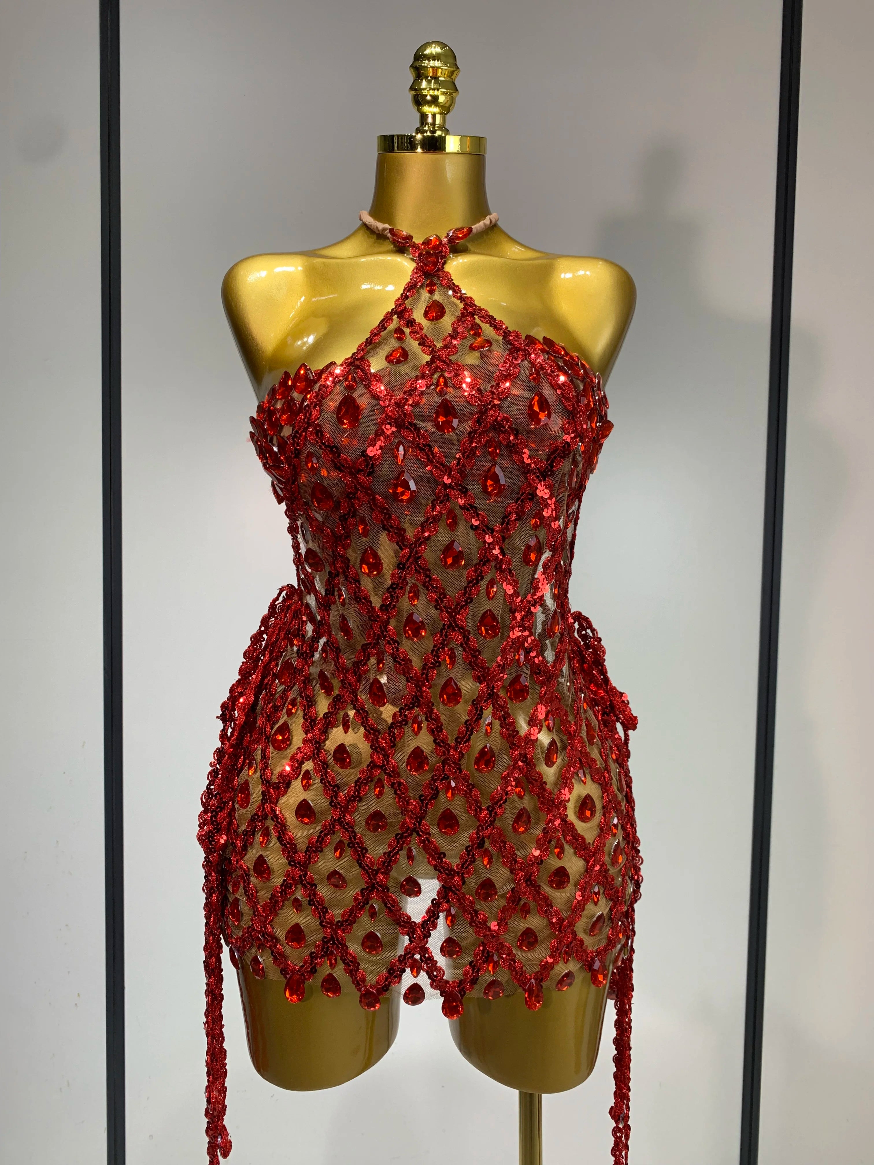 Sparkly Sequin Diamond Mesh Transparent Two Piece Set Women 2025 Sexy Evening Party Celebrate Birthday Photo Shoot Wear