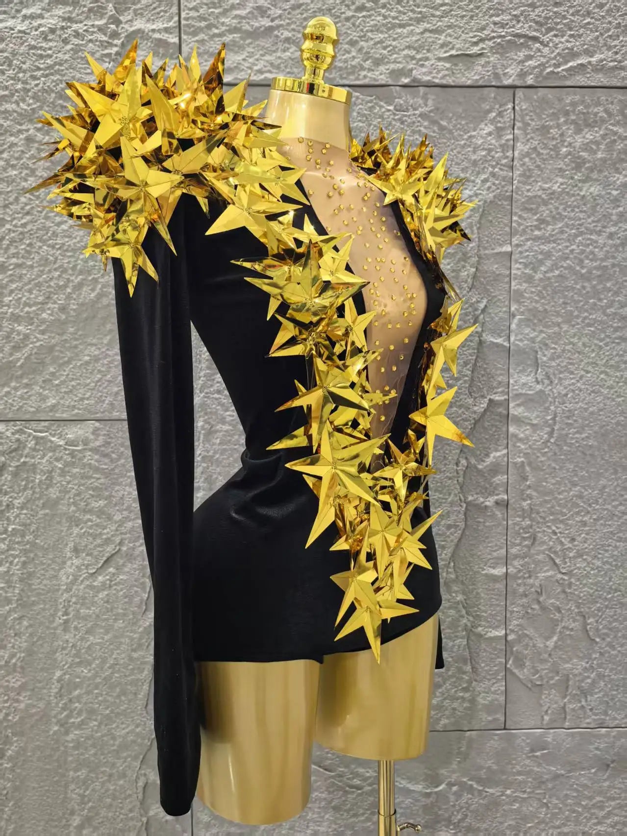 STOCK Shinning Star Sequins Women Long Sleeve Sexy High Stretch Bodycon Bodysuit Celebrate Bar Dancer Performance Costume