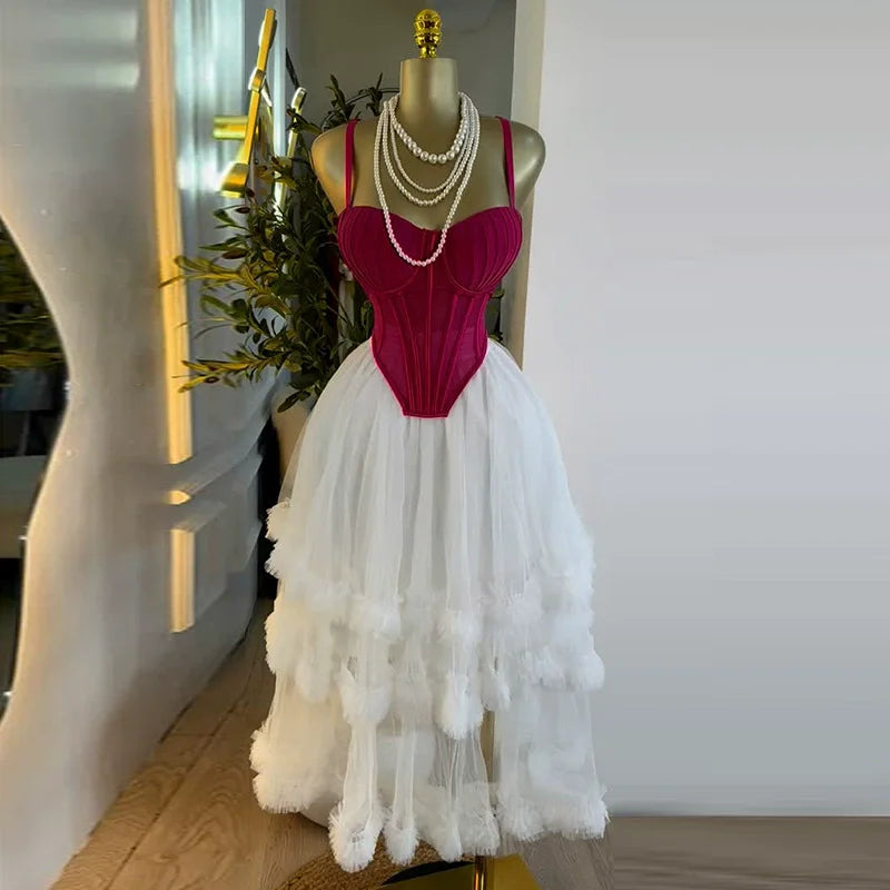 CM.YAYA Women's Dress Set Sleeveless Strap Tops and Pleated Tiered Skirts Suit Elegant Vacation Birthday Two 2 Piece Set Outfits