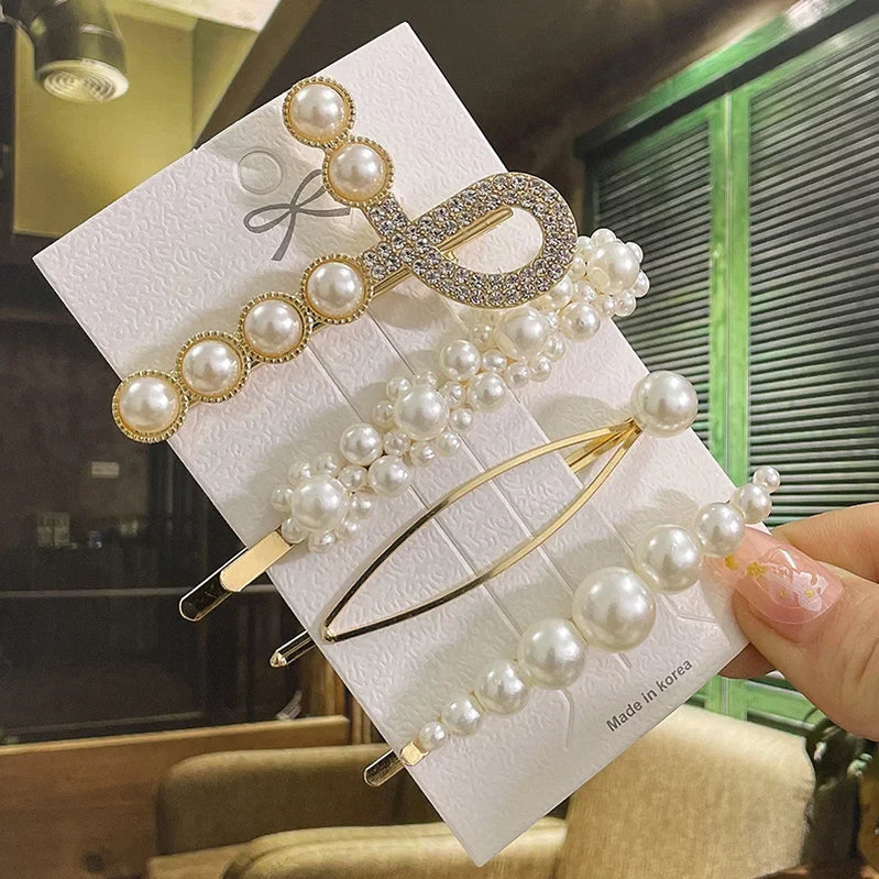 Simulated Pearl Hair Clips For Women Korean Women Hairpins Girl Geometric Hair Barrettes Fashion Hairgrip Hair Accessories Set 25
