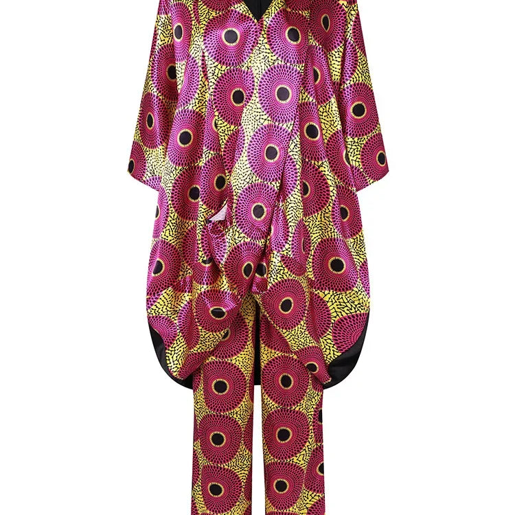 Plus Size 5XL VONDA Women Pants Sets Vintage 3/4 Sleeve Elastic Waist Tops+Trousers Casual Pleated Wide Leg Pants Elegant Suits