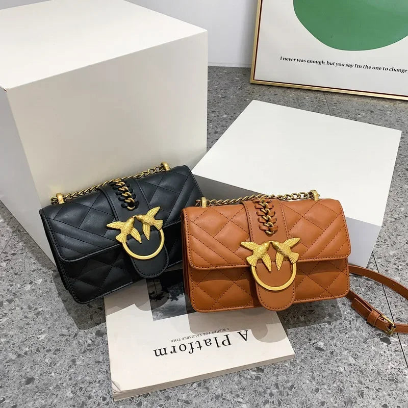 High-End Korean Style Chain Embroidery Bag - Women's Small Square, Versatile Design