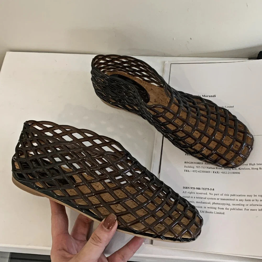 Summer Jellies Shoes Women Fashion Transparent Mesh Hollow Out Beach Shoes Ladies Flat Sandals Colourful Round Toe Jelly Sandals