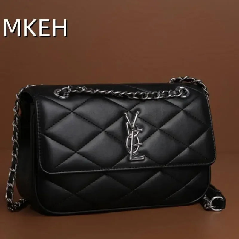 2025 New Women's Genuine Leather Quilted Chain Crossbody Bag, Vintage Shoulder Sling for Daily, Chic & Versatile