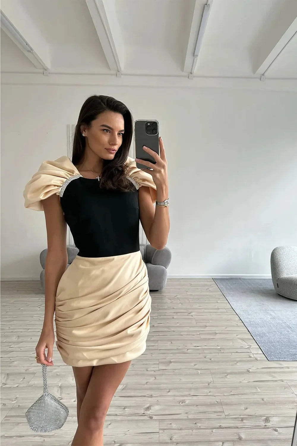 Fashion Women Puff Sleeve Sexy Square Collar Bodycon Mini Dress Celebrate Birthday Party Cocktail Dress Vestido