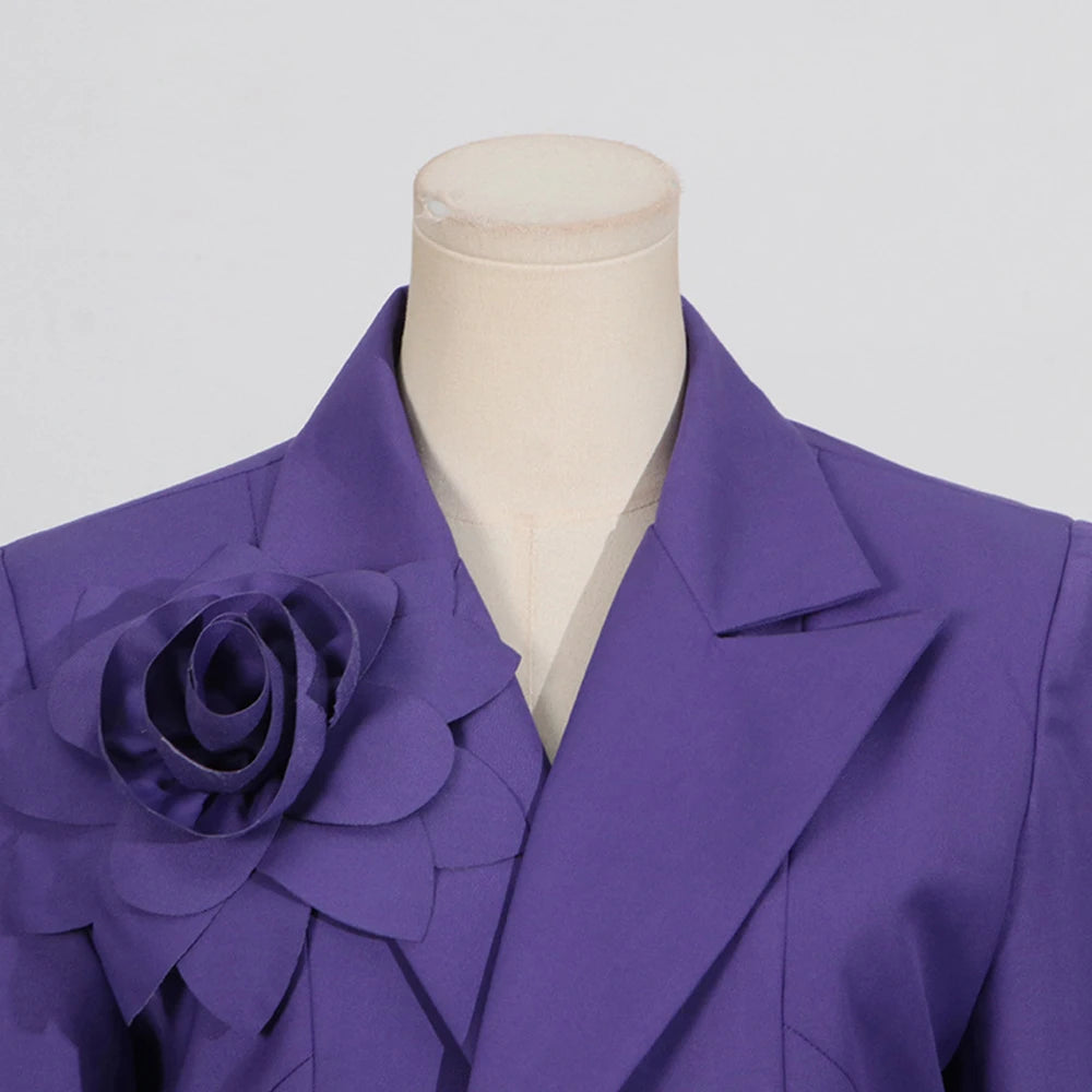 TWOTWINSTYLE Solid Slimming Spliced Appliques Elegant Jackets for Women Lapel Long Sleeves Patchwork Button Jacket Female New