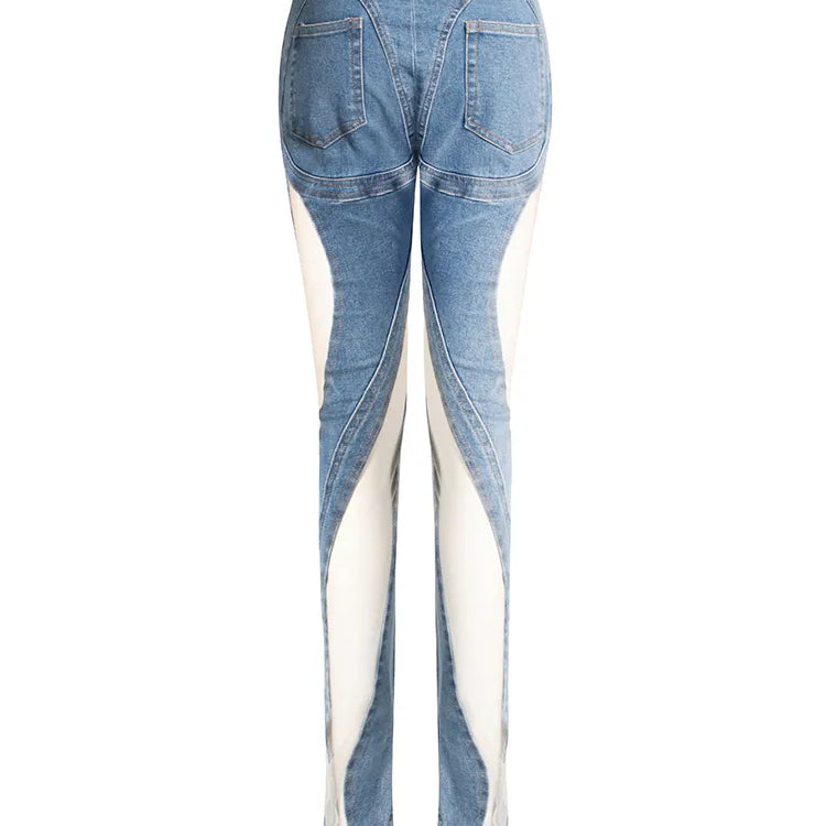 Streetwear Loose Jeans For Women High Waist Cut Out Irregular Solid Denim Trousers Female Summer Clothing Style