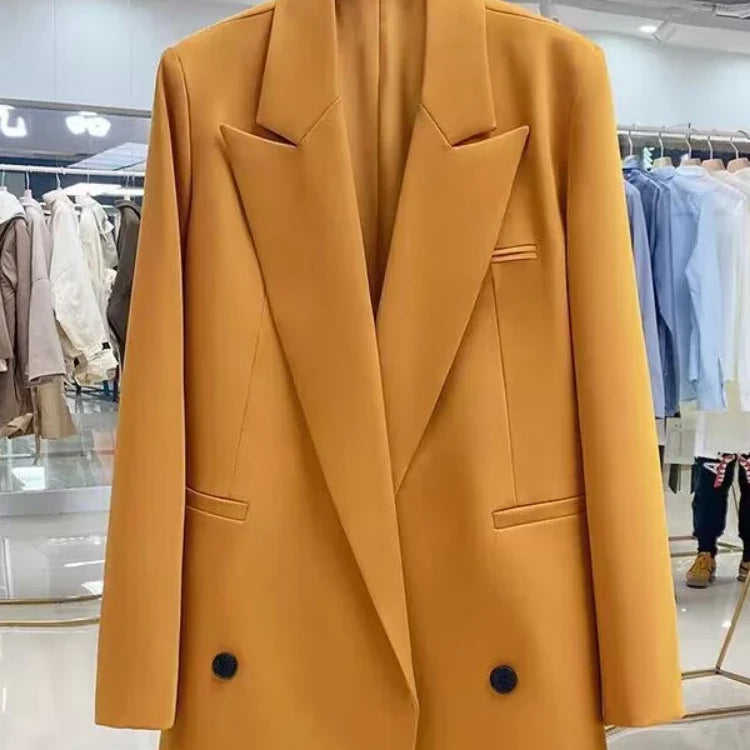 Chic Office Lady Blazer Women's Coats Spring Autumn Female Tops Street Trend Ladies Outerwear Blazers for Women Jacket Clothing Orange Orange