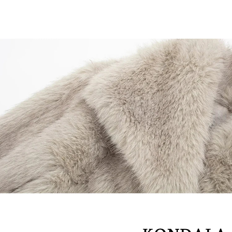 Vintage Faux Fur Oversized Coats Women Fashion Autumn Winter Thick Warm Jackets Casual Pockets Elegant Outwears