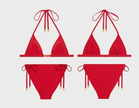 New Arrival Women Black Triangle Bikini Ins Design Luxury Swimwear Fashion Beach Summer Swim Wears 2303red