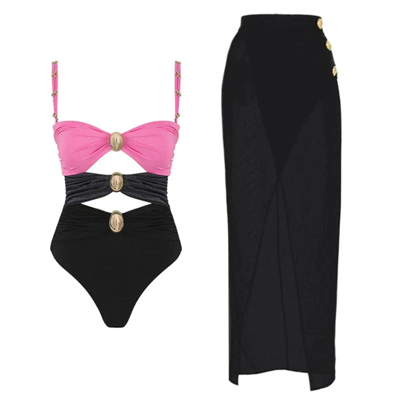 Women One Piece Swimsuit Female Swimwear Maxi Dress Beachwear Swimming Suit Bathing Suit Bikini Set Sarong Biquini Cover-Up WJ474108