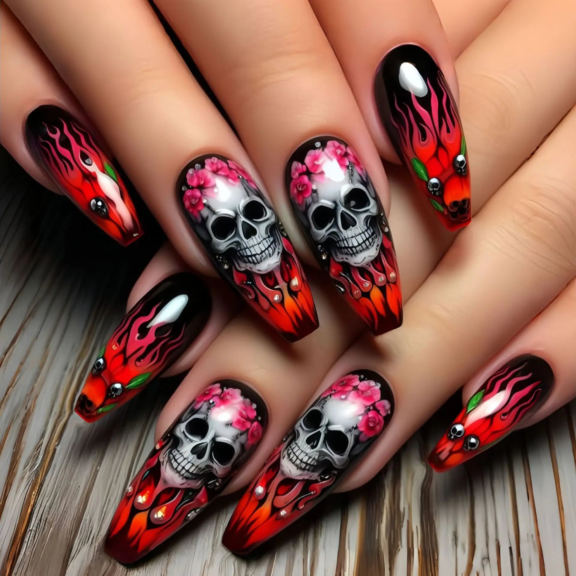 24pcs Long Coffin False Nails Press on Halloween Purple Nails Tip Pumpkin Castle Design Fake Nail Art Wearable Finished Manicure