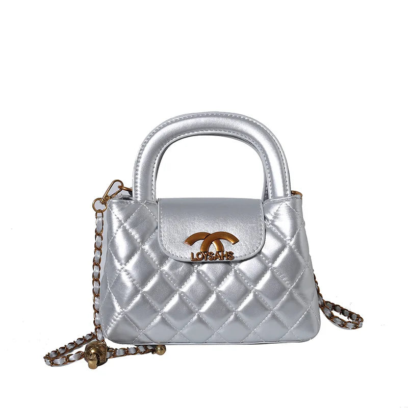 Textured Rhombus Chain Bag Women's 2025 New Spring Fashion Shoulder Bag Commuter Casual Messenger Bag Bag Bag