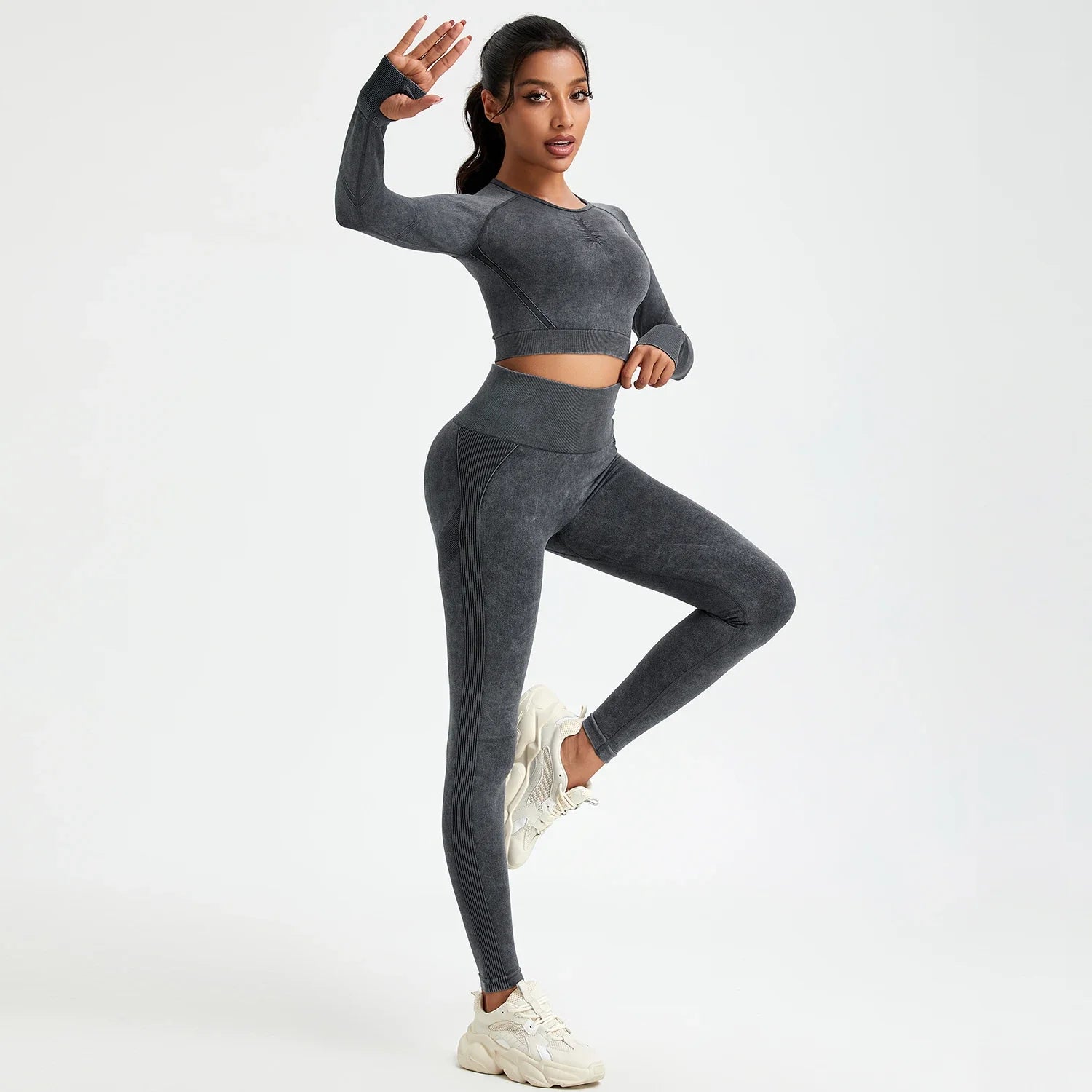 Wash Autumn Pant Sets Skinny Stretch Sport Pant Sets Beautiful Activewear Black
