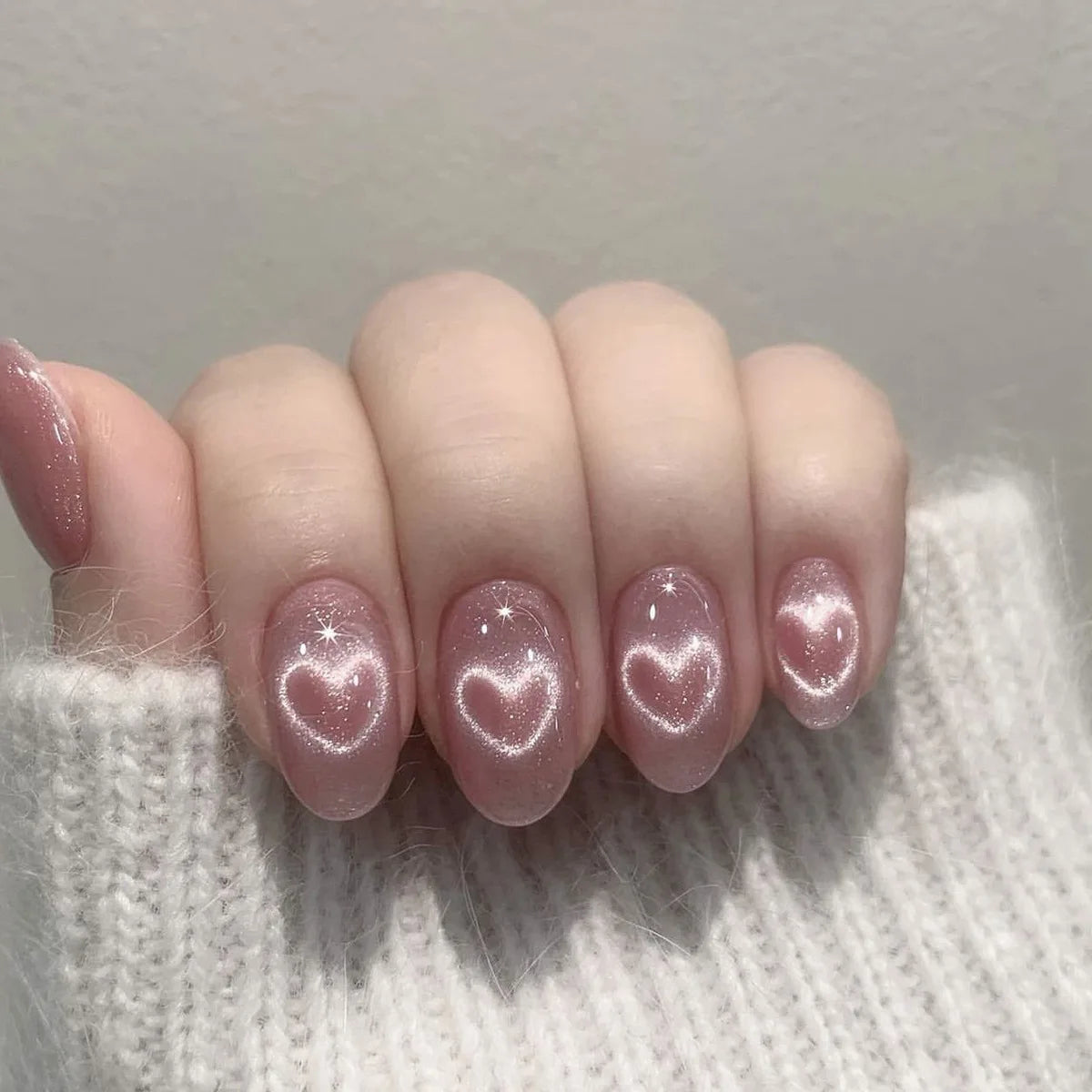 24Pcs French Fake Nail Tips with Almond Head Design Short Oval False Nails Simple Wearable Gradient Purple Nails Set Press On